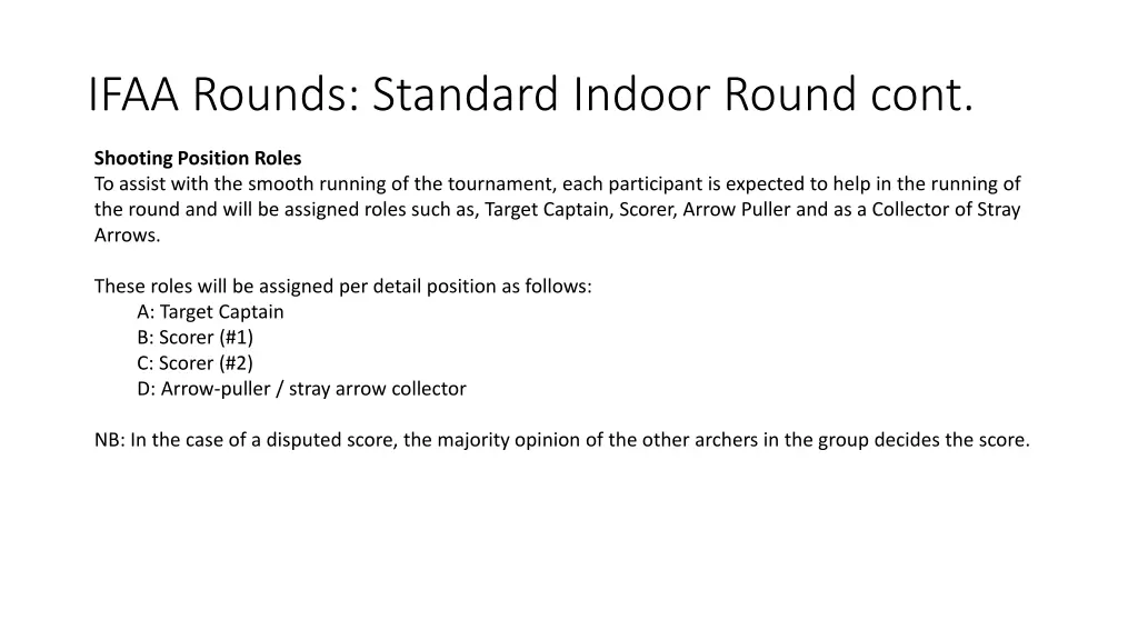 ifaa rounds standard indoor round cont