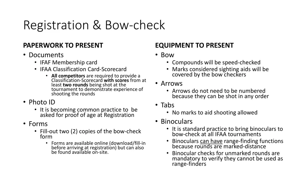 registration bow check