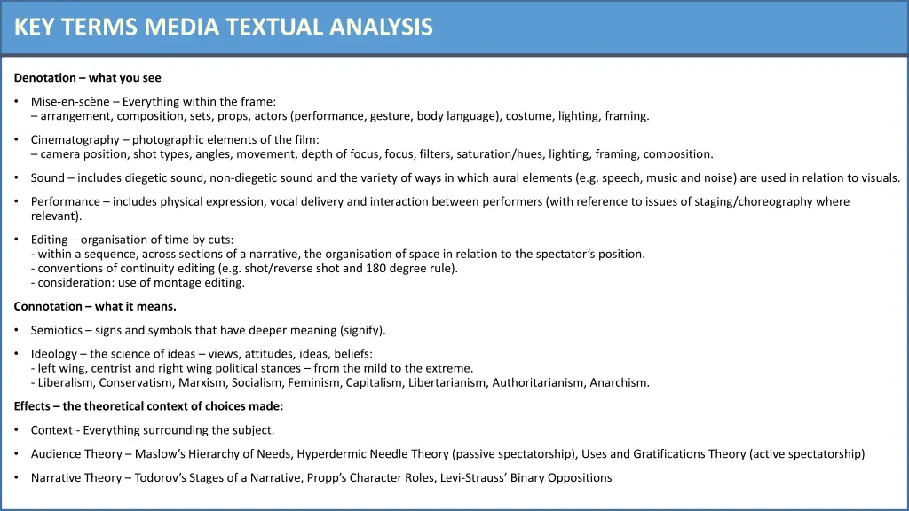 key terms media textual analysis