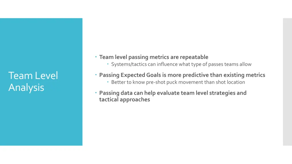 team level passing metrics are repeatable systems