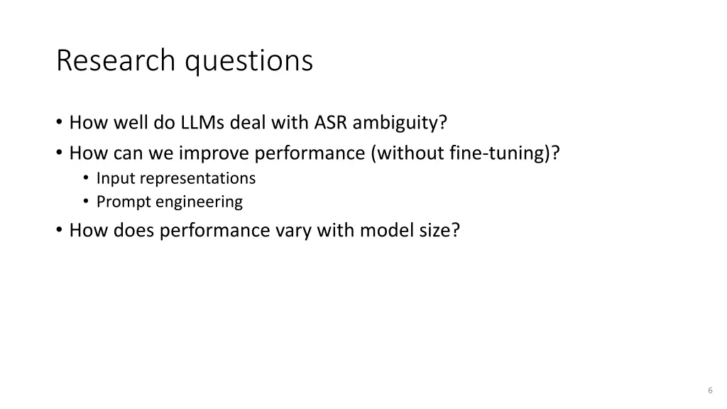 research questions