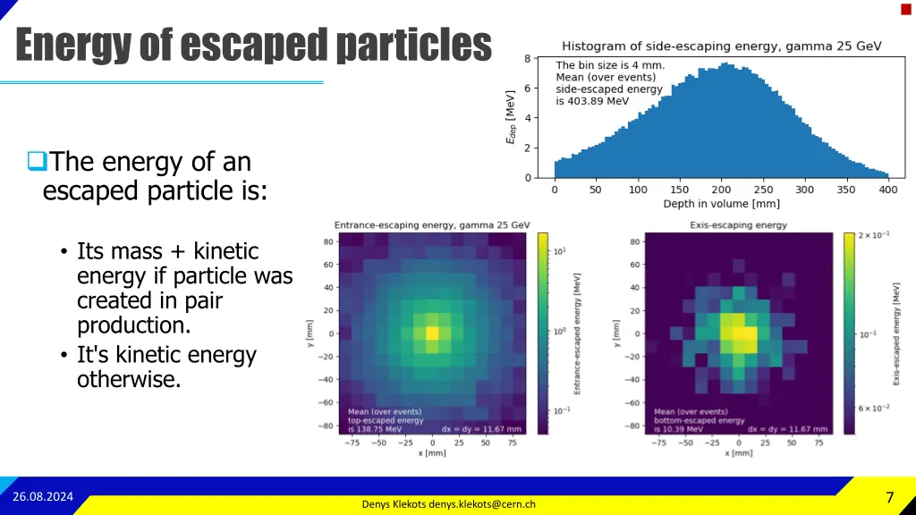 energy of escaped particles