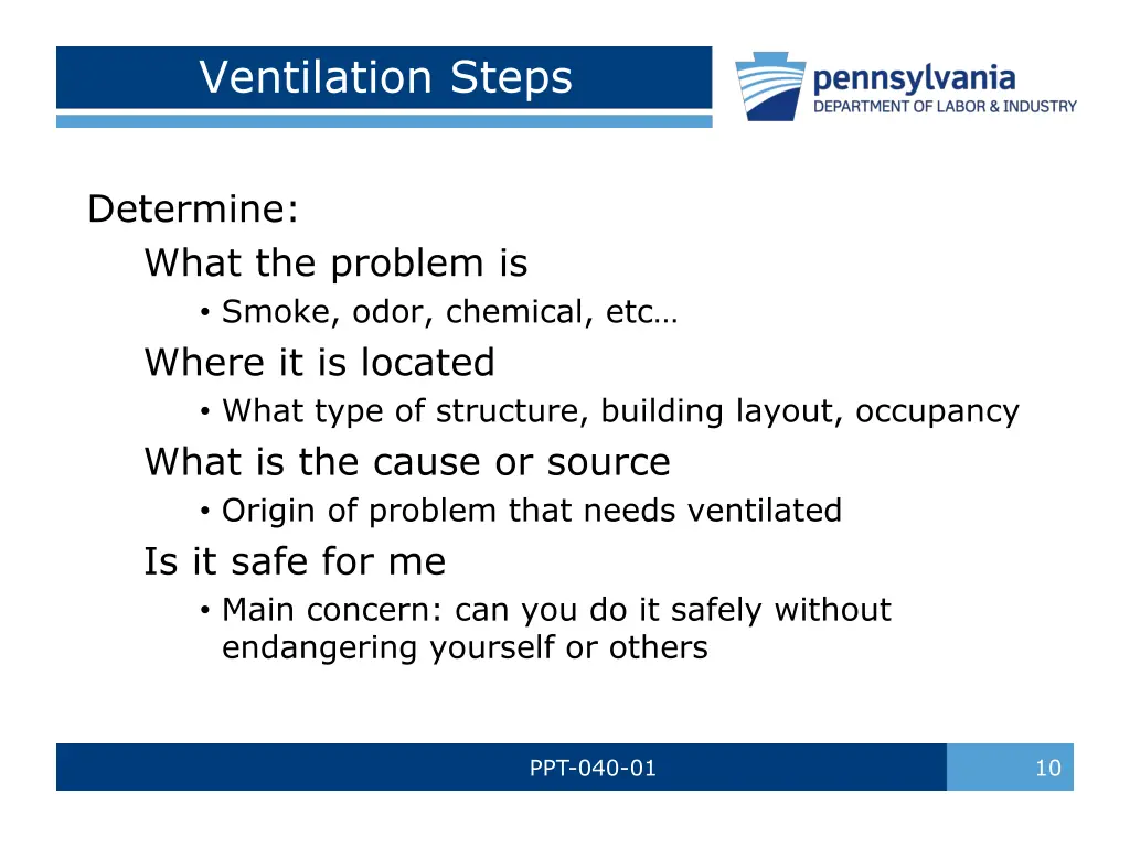 ventilation steps