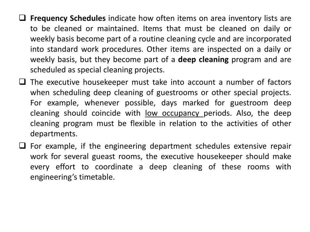 frequency schedules indicate how often items