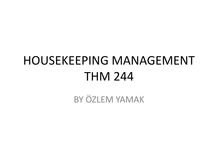 housekeeping management thm 244