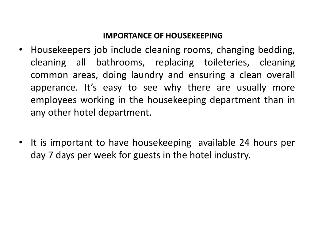 importance of housekeeping 1