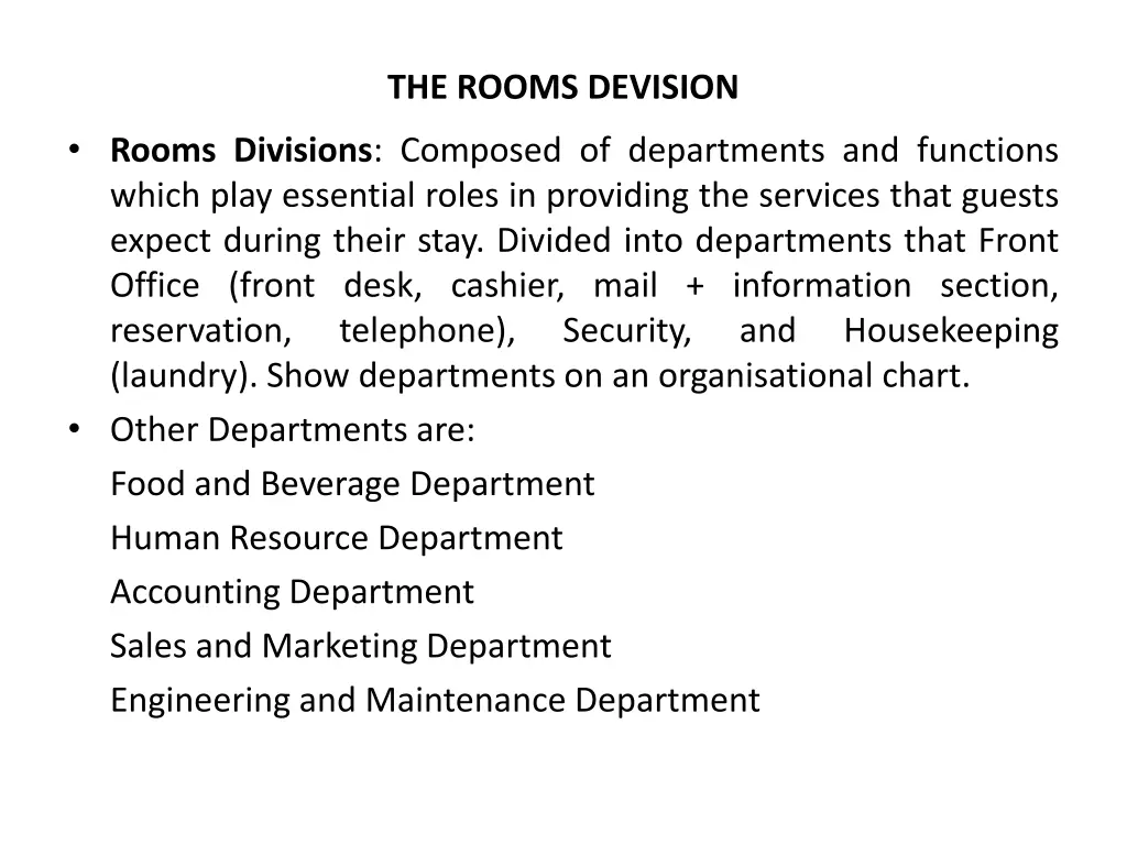 the rooms devision