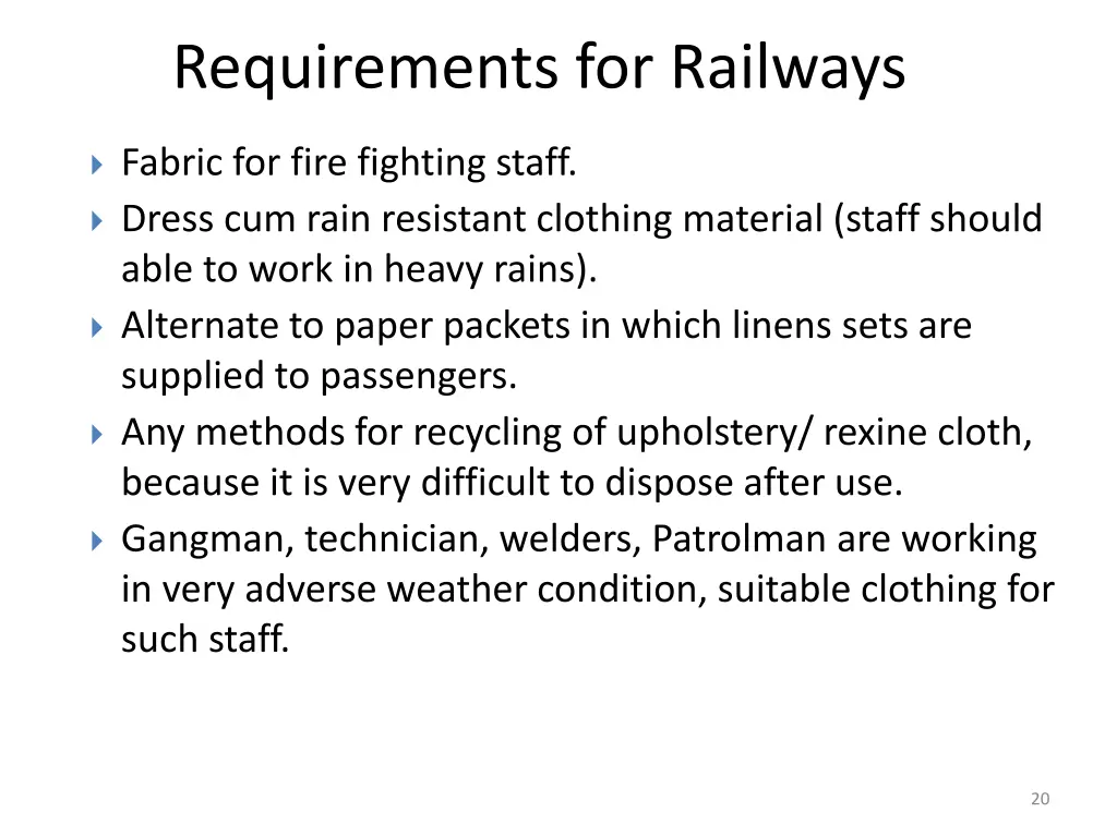 requirements for railways