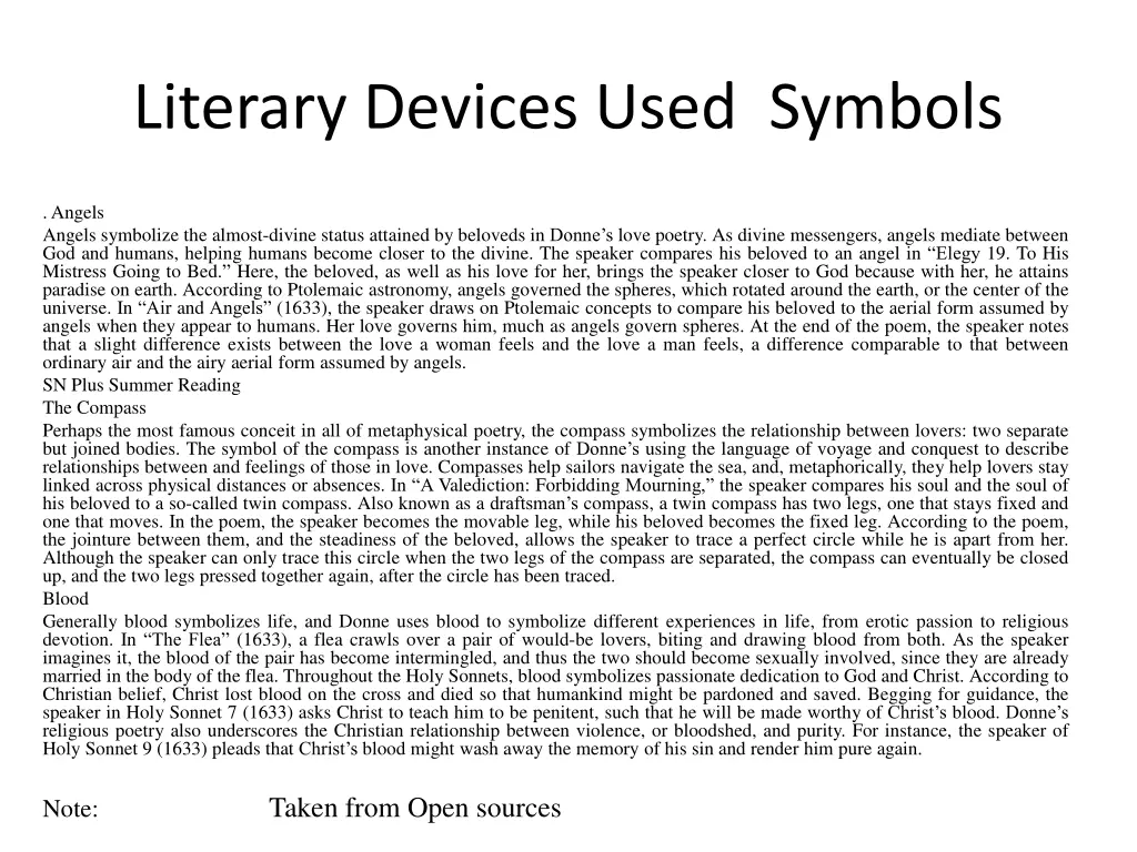 literary devices used symbols