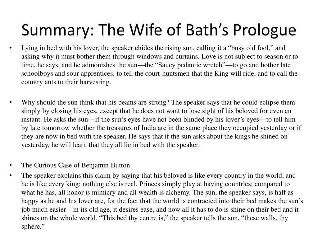 summary the wife of bath s prologue