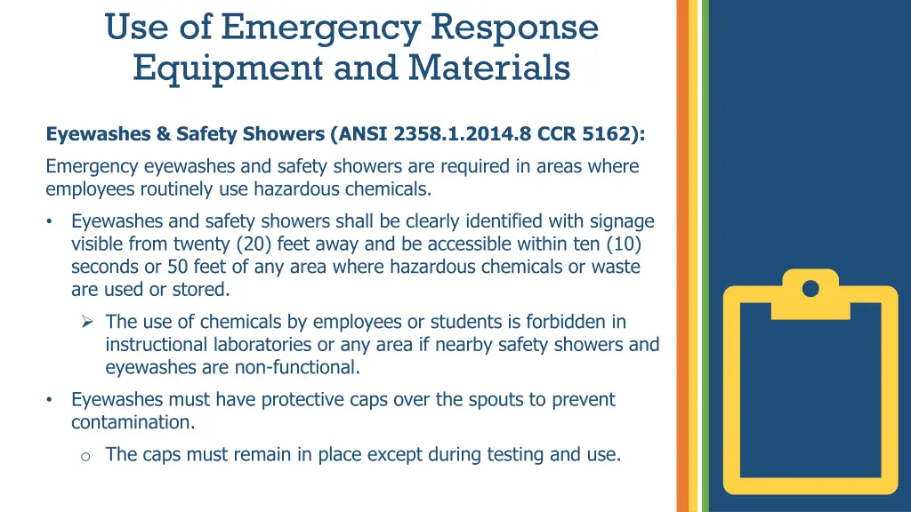 use of emergency response equipment and materials 1