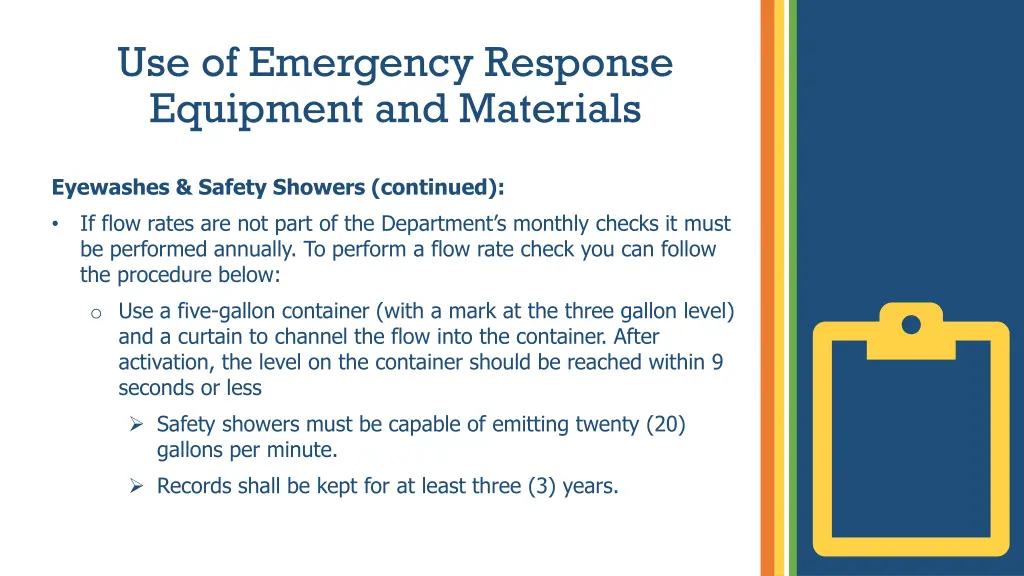 use of emergency response equipment and materials 3