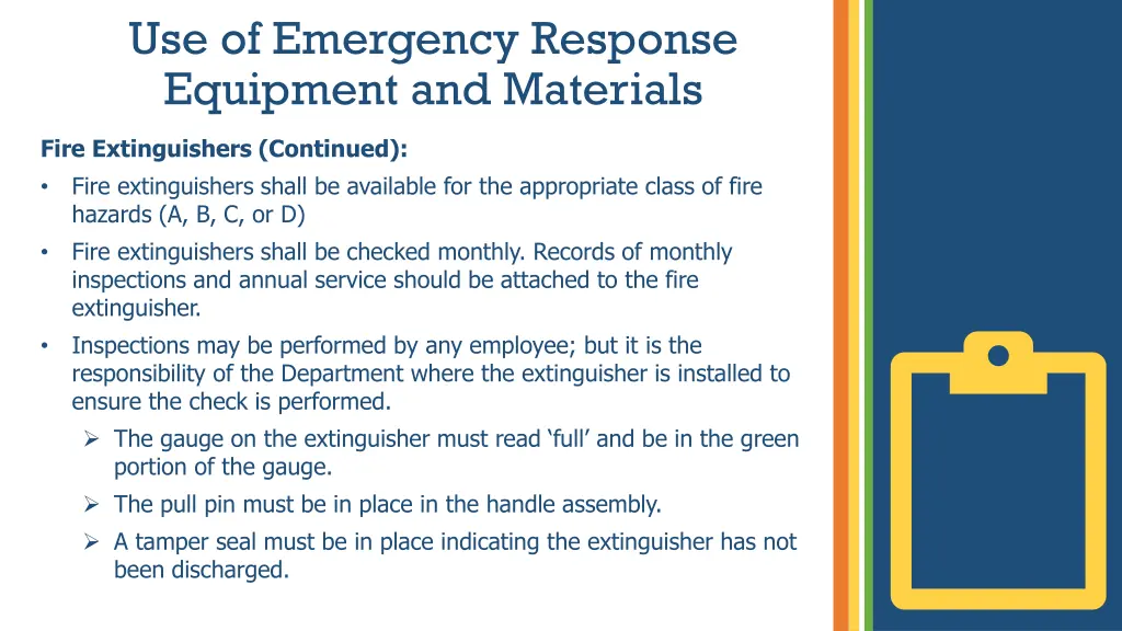 use of emergency response equipment and materials 5