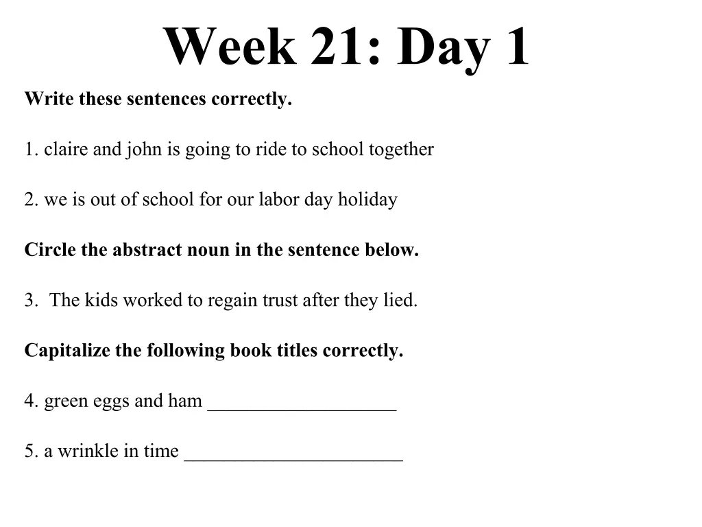 week 21 day 1