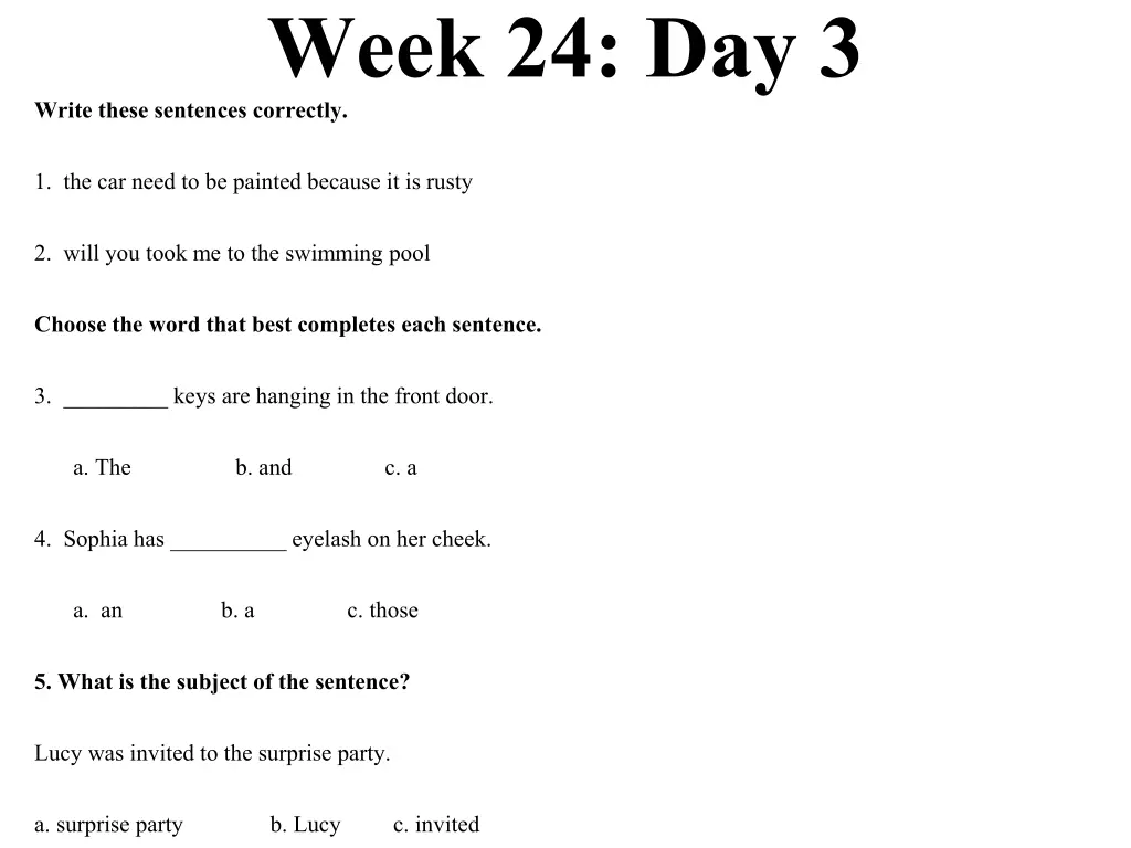 week 24 day 3 write these sentences correctly