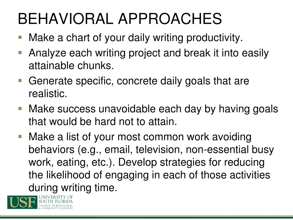 behavioral approaches make a chart of your daily