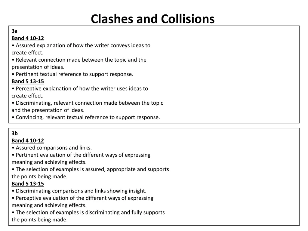 clashes and collisions