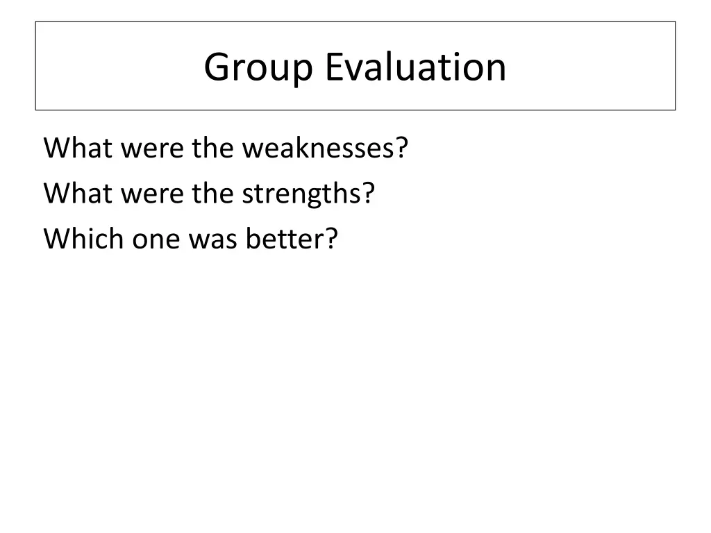 group evaluation