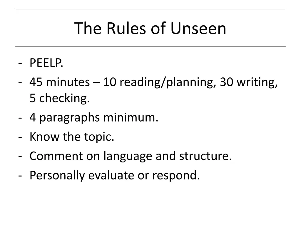 the rules of unseen 1