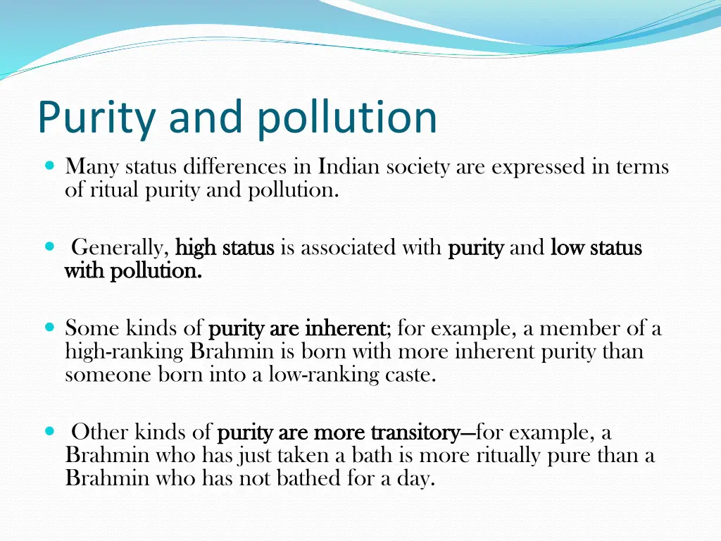 purity and pollution many status differences