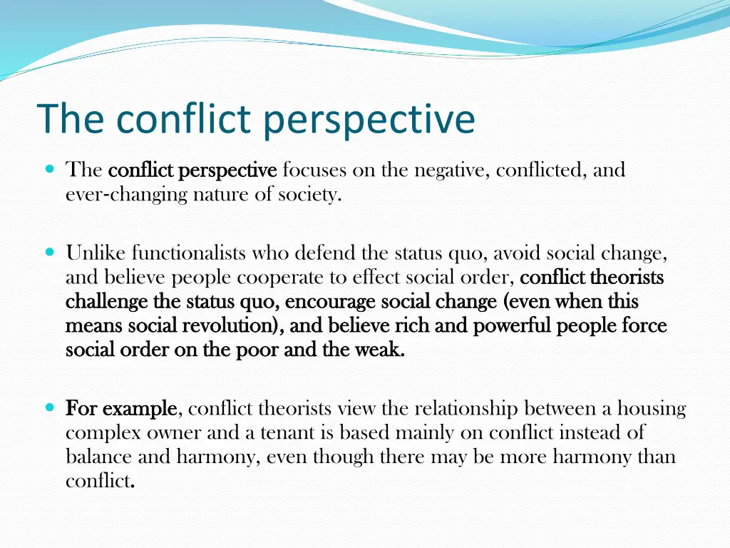 the conflict perspective