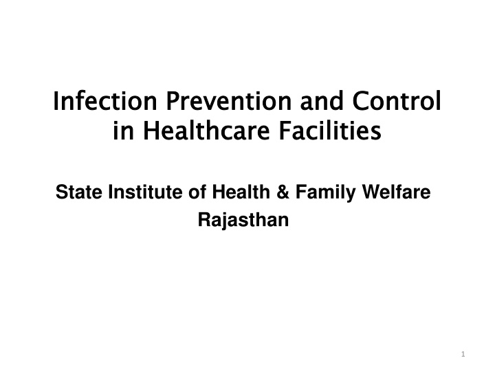 infection prevention and control in healthcare