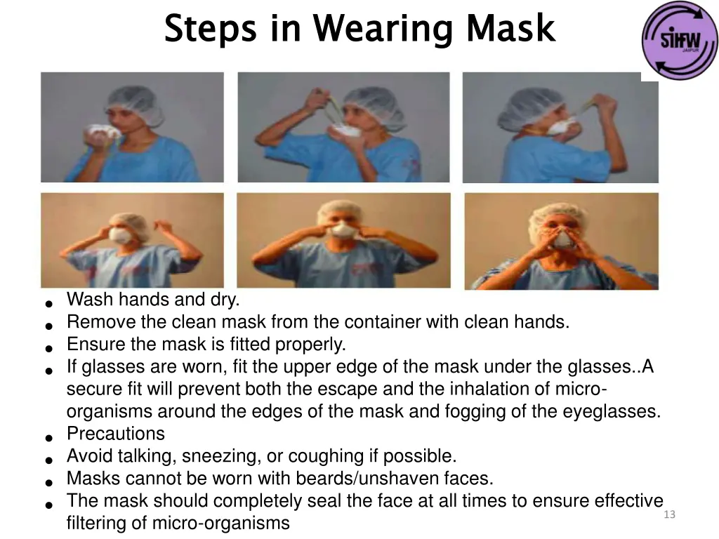 steps in wearing mask