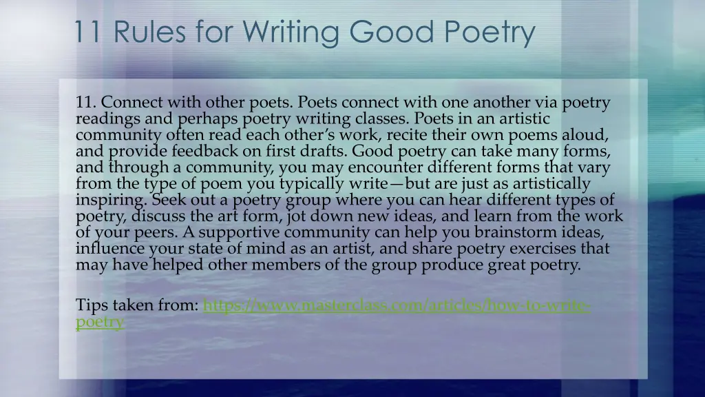 11 rules for writing good poetry 10