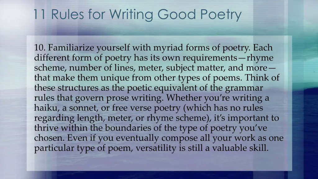 11 rules for writing good poetry 9