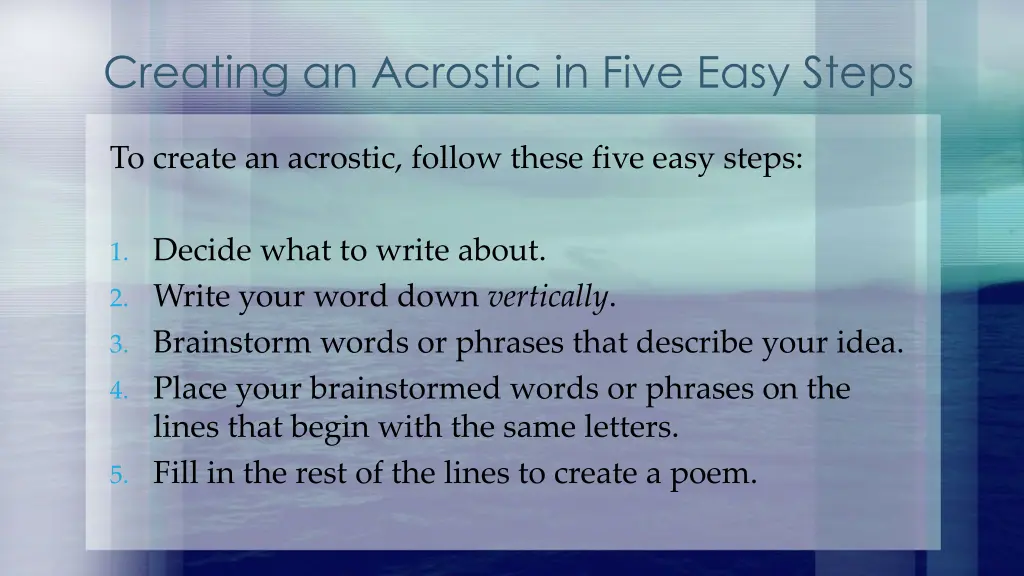 creating an acrostic in five easy steps