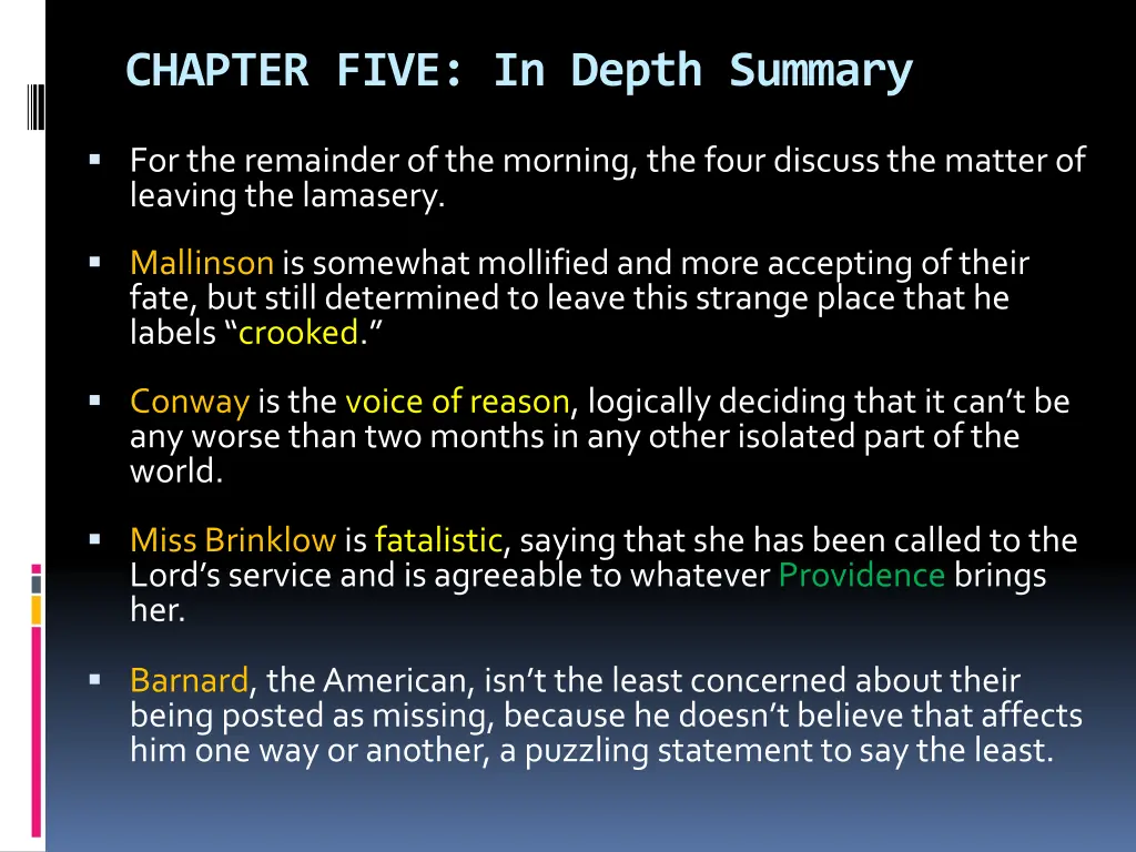 chapter five in depth summary