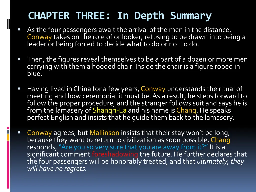 chapter three in depth summary as the four