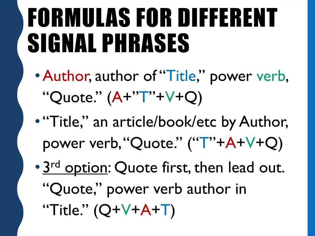 formulas for different signal phrases