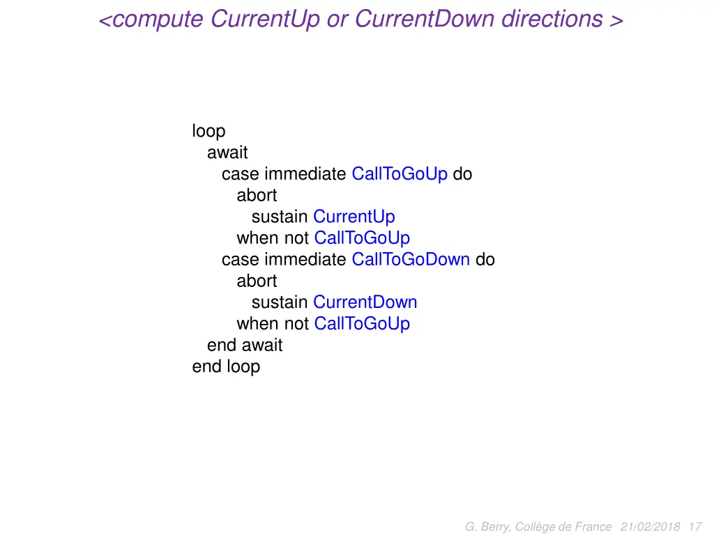 compute currentup or currentdown directions