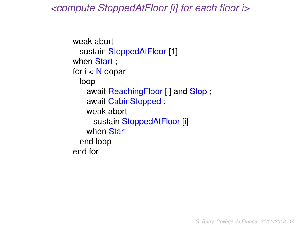 compute stoppedatfloor i for each floor i