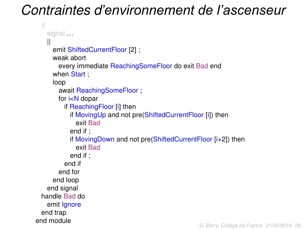 contraintes d environnement de l ascenseur signal