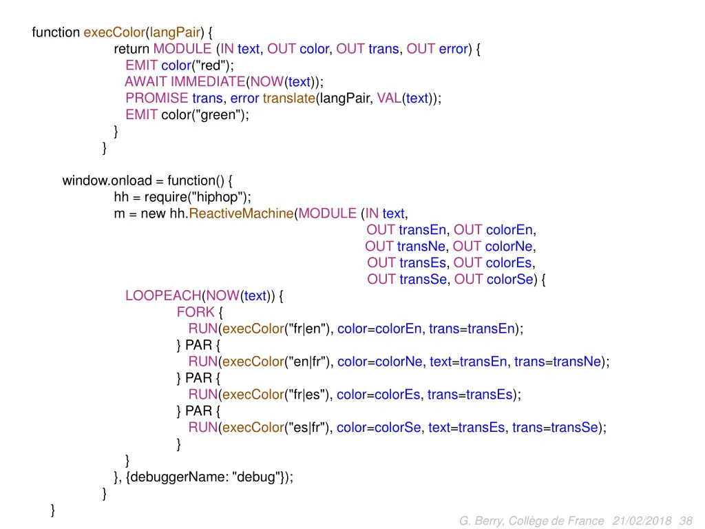 function execcolor langpair return module in text