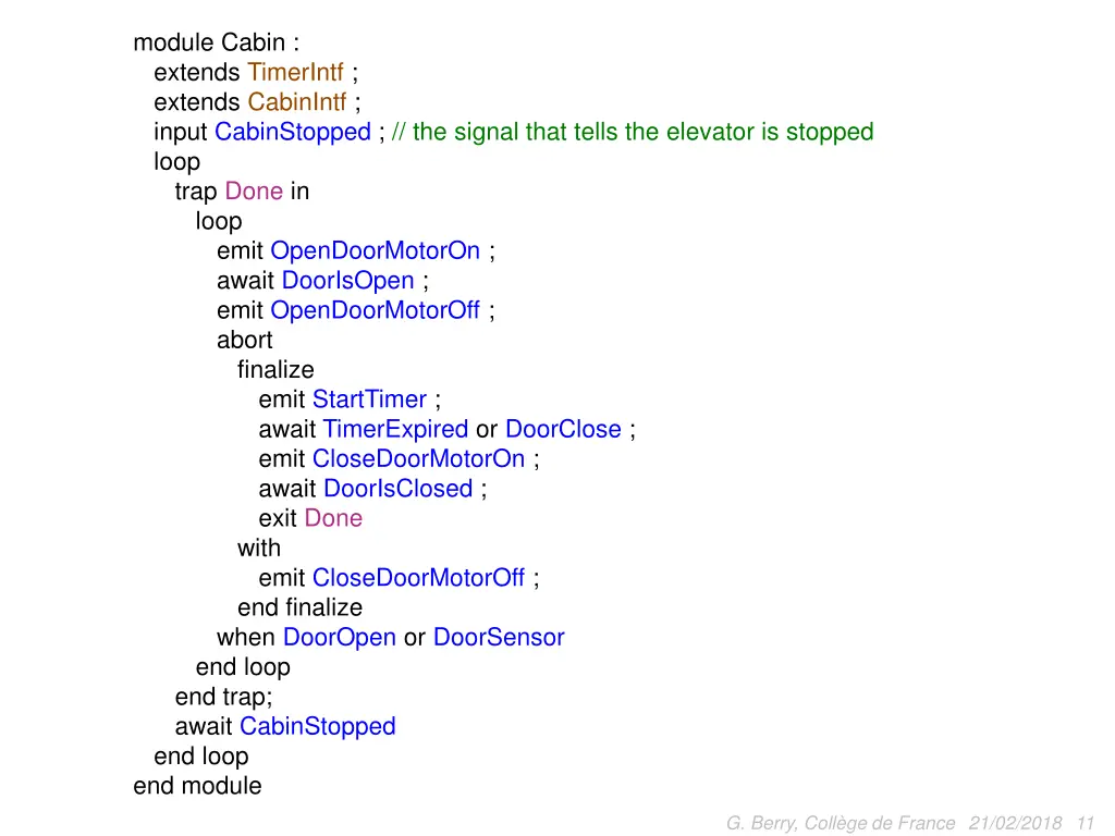 module cabin extends timerintf extends cabinintf