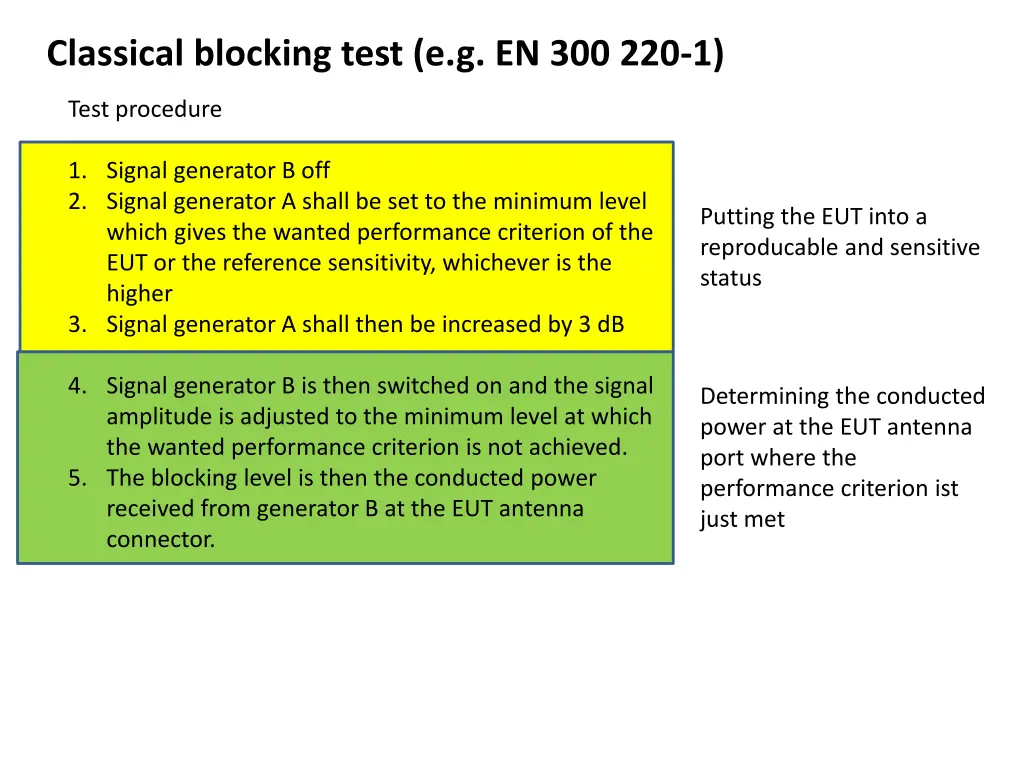 classical blocking test e g en 300 220 1 1