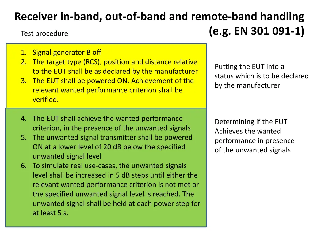 receiver in band out of band and remote band 1