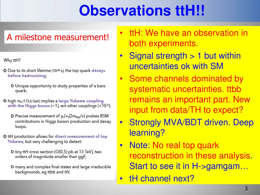 observations tth