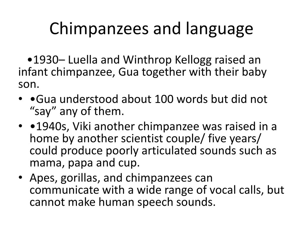 chimpanzees and language