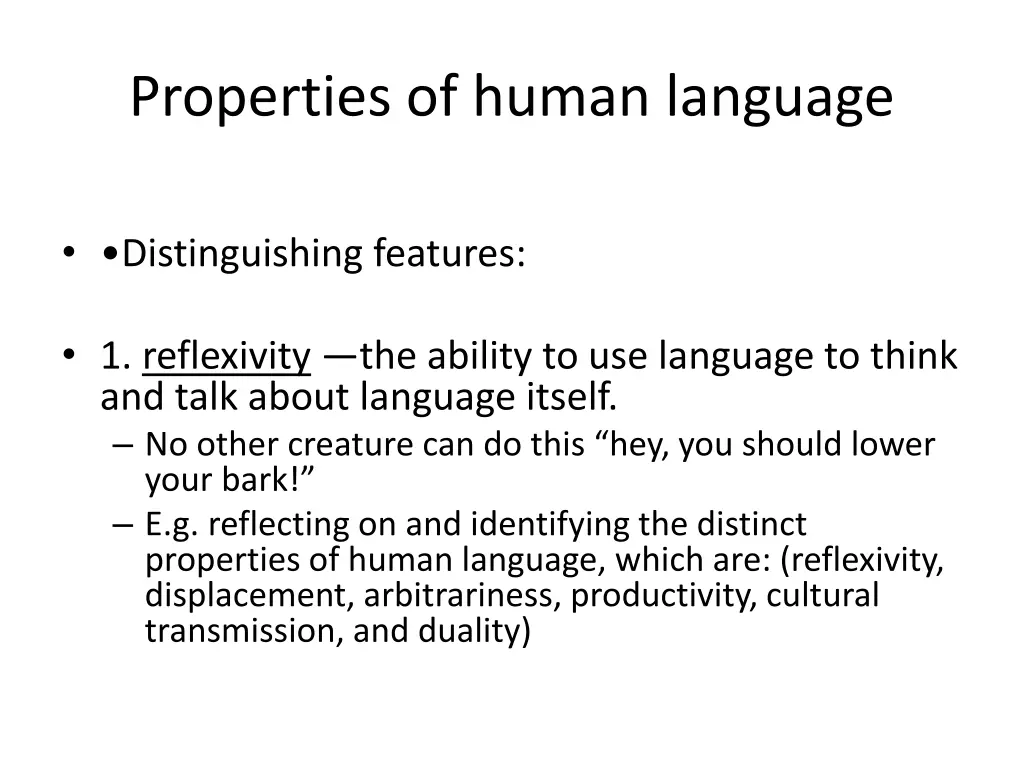 properties of human language