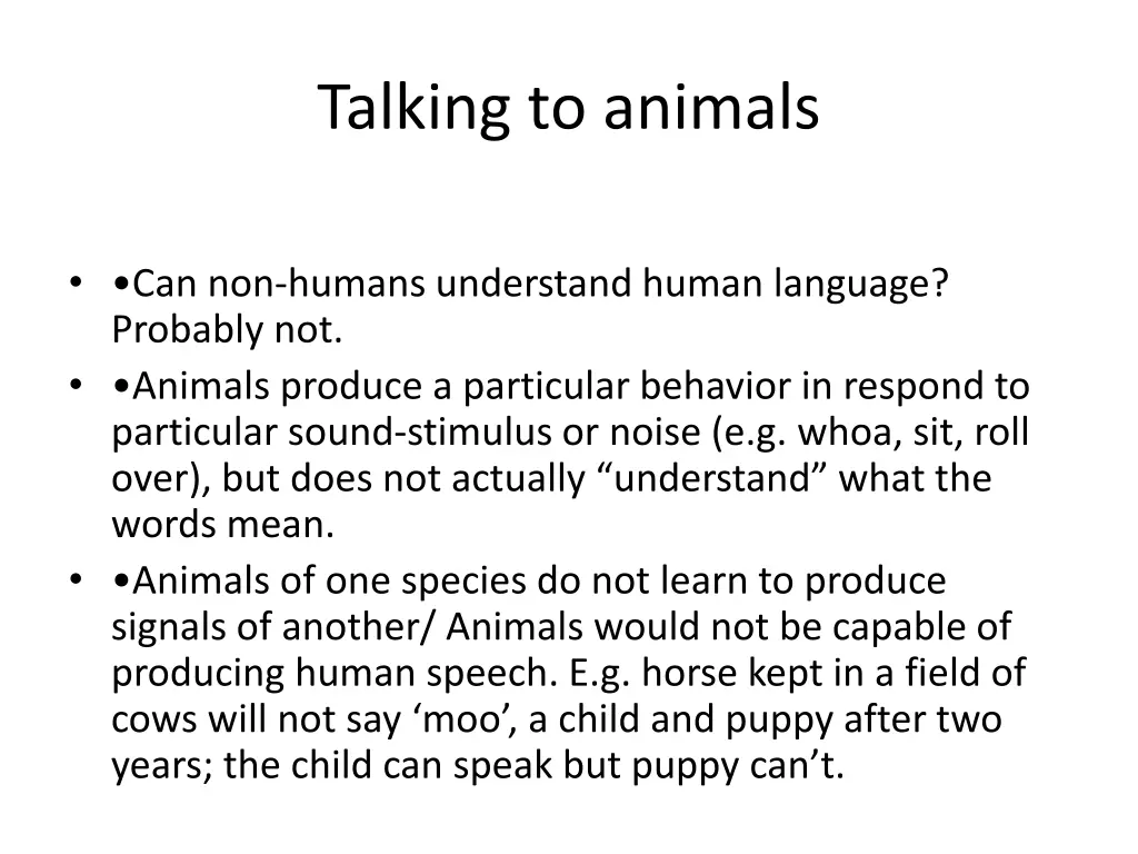 talking to animals