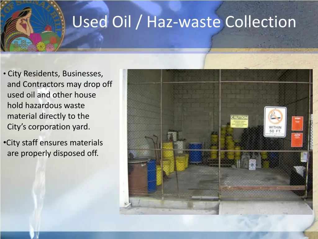 used oil haz waste collection