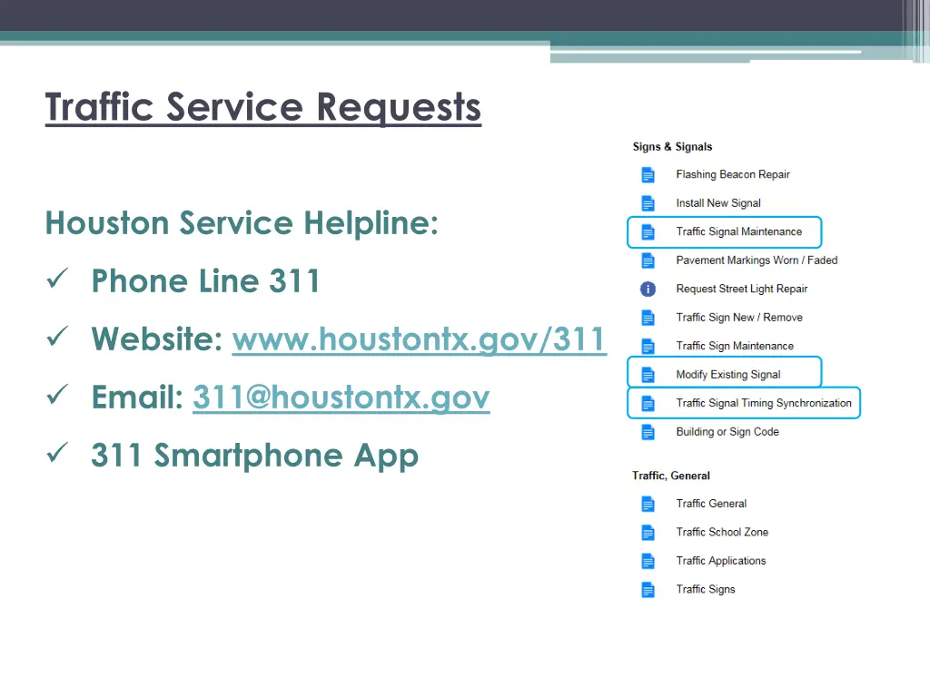 traffic service requests