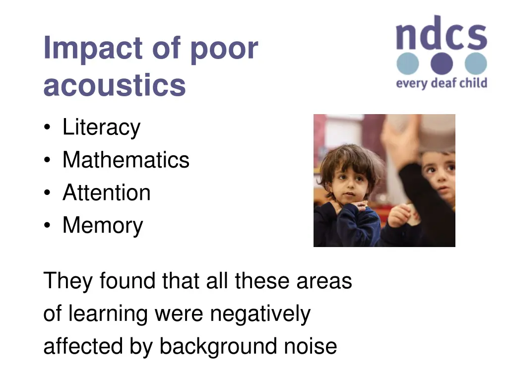 impact of poor acoustics literacy mathematics