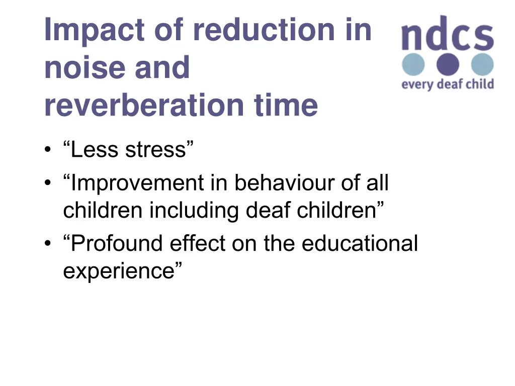 impact of reduction in noise and reverberation 1