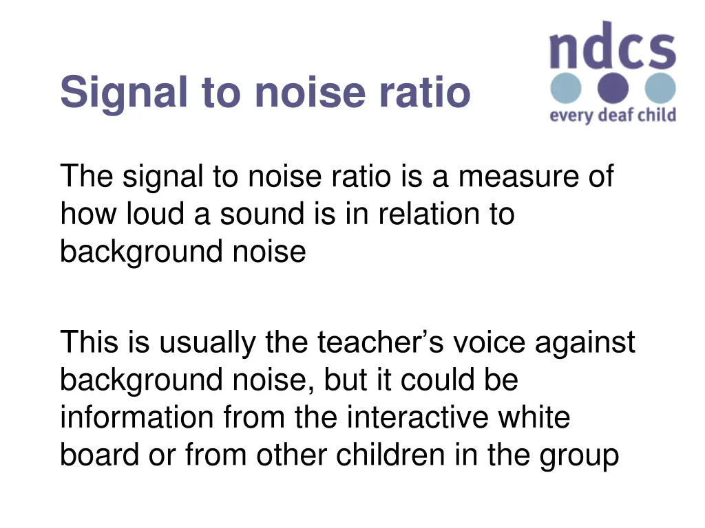 signal to noise ratio