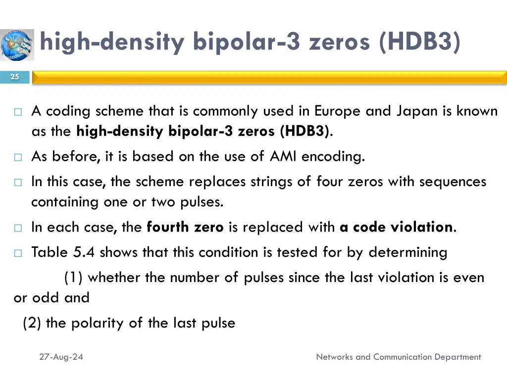 high density bipolar 3 zeros hdb3